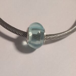 Silver with Translucent‎ Blue Charm for Pandora Style Bracelet